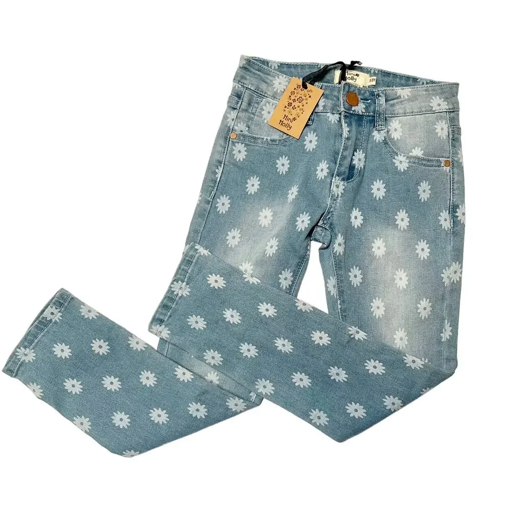 NWT Mini Molly Floral Denim Jeans Size 6-8